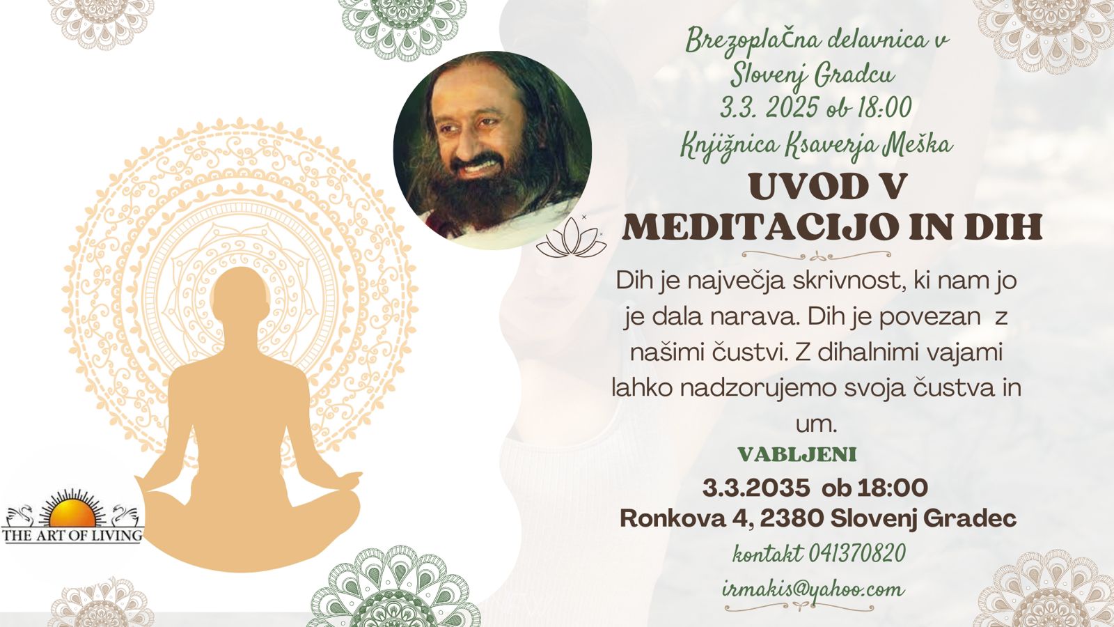 vabilo na delavnico o meditaciji